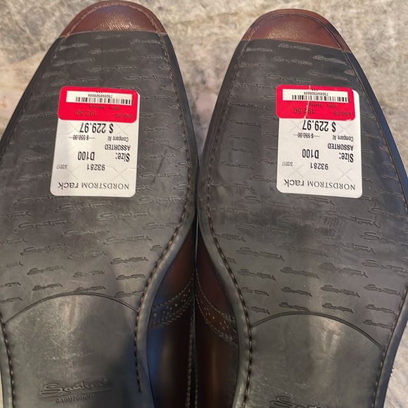 NWT Santoni Brown Wingtip Dress Shoes with laces. Size 10 - Picture 11 of 12